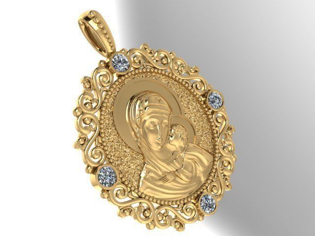 Mary Christ pendant 3D print model_2