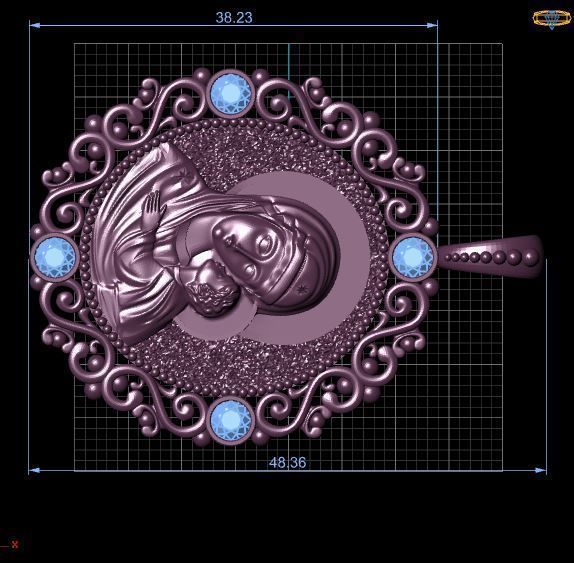 Mary Christ pendant 3D print model_5