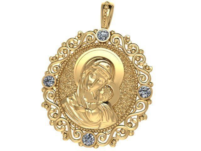 Mary Christ pendant 3D print model_1