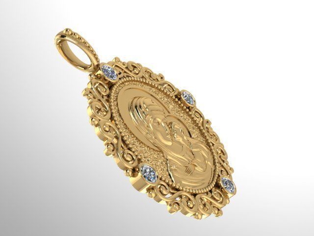 Mary Christ pendant 3D print model_3