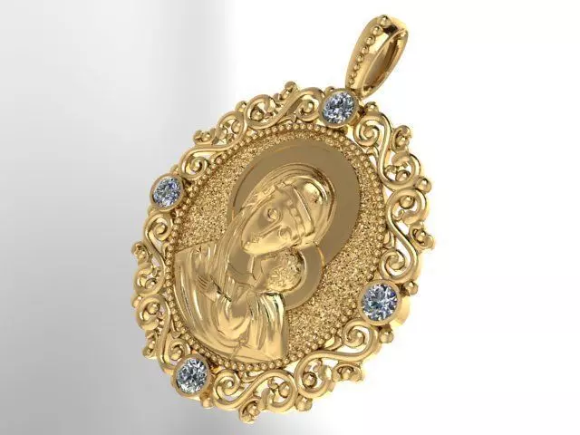 Mary Christ pendant 3D print model_0