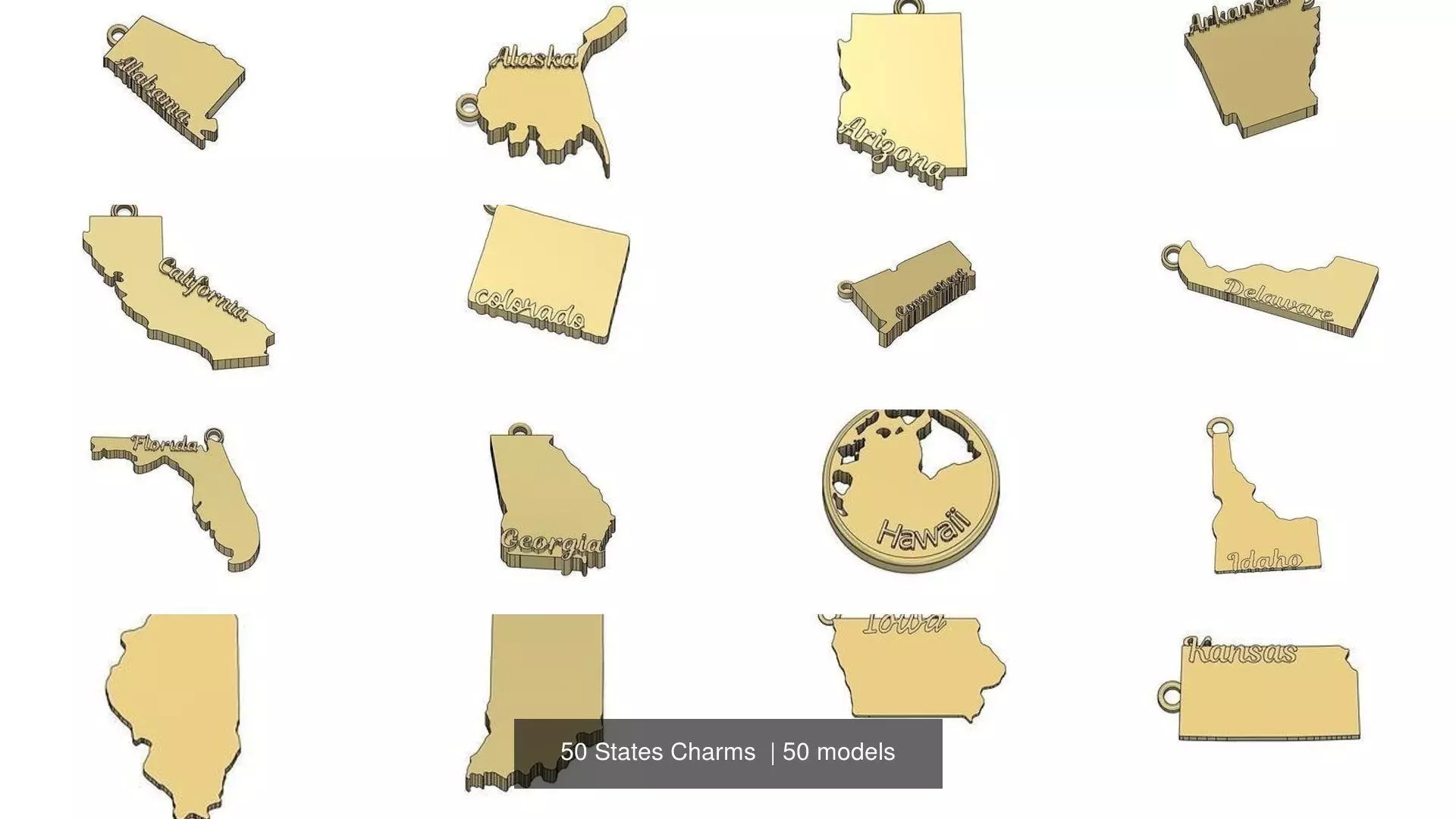 50 States Charms  3D Model Collection_0