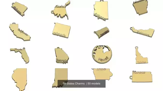 50 States Charms  3D Model Collection