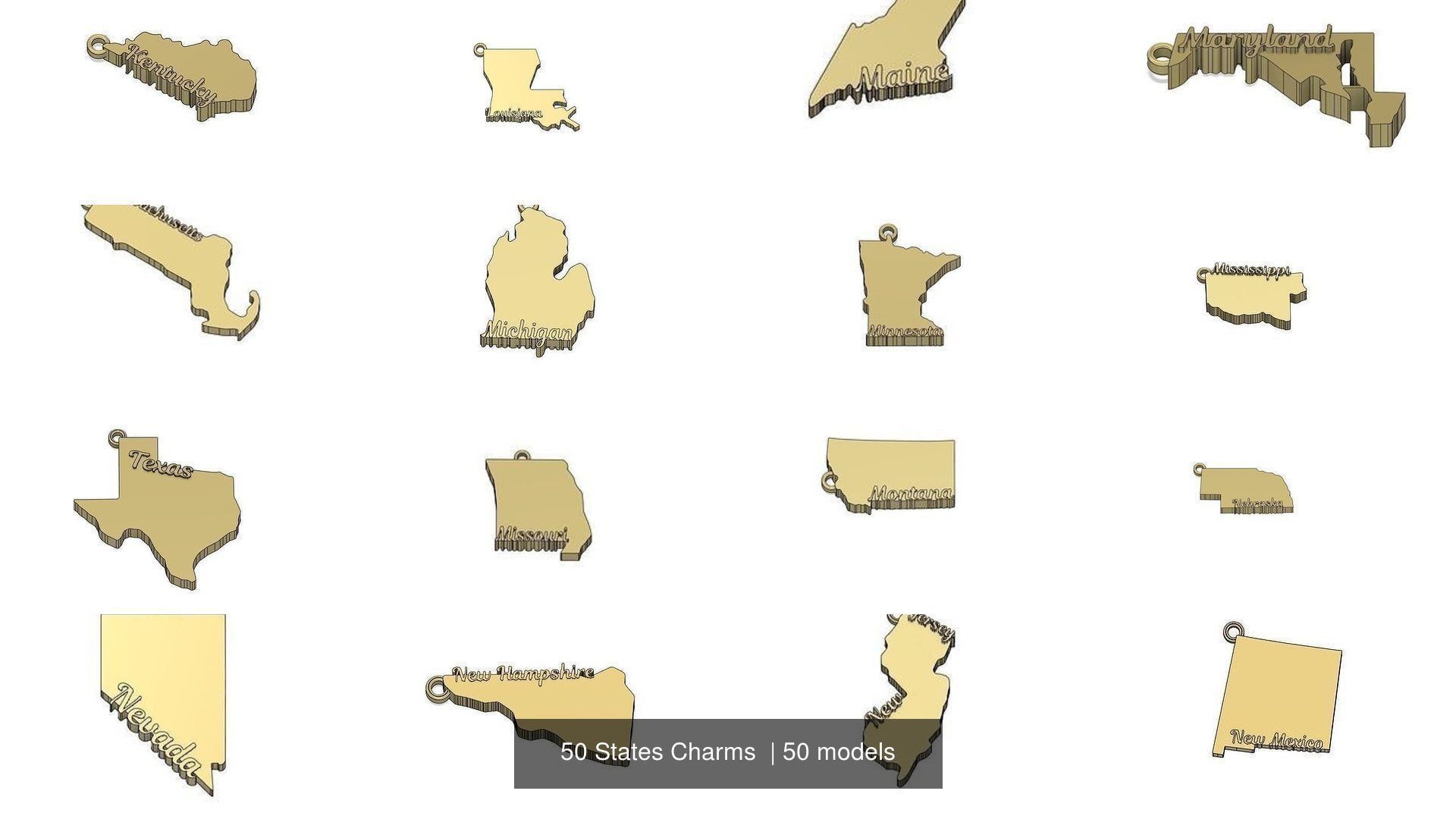 50 States Charms  3D Model Collection_2