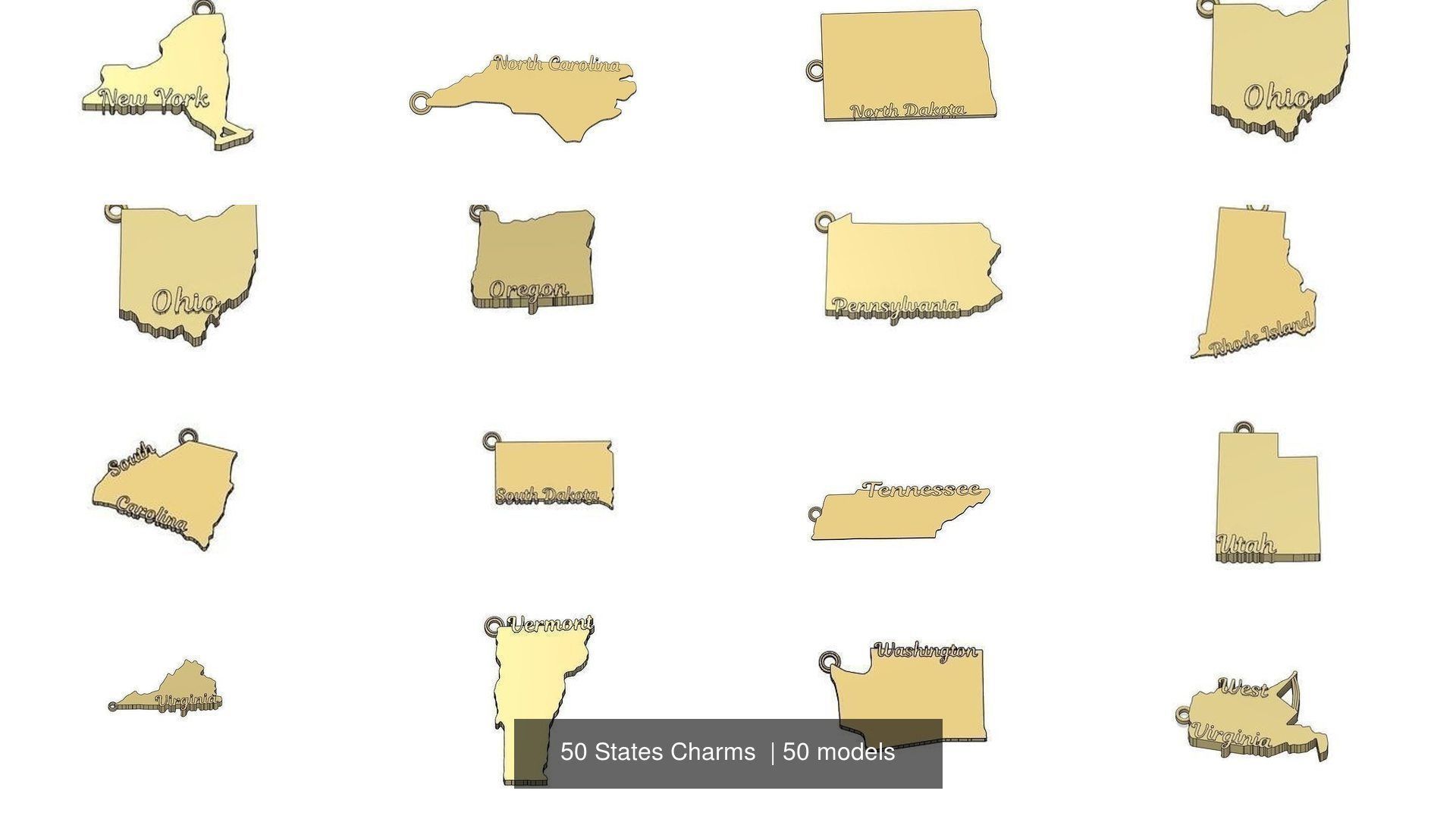 50 States Charms  3D Model Collection_4