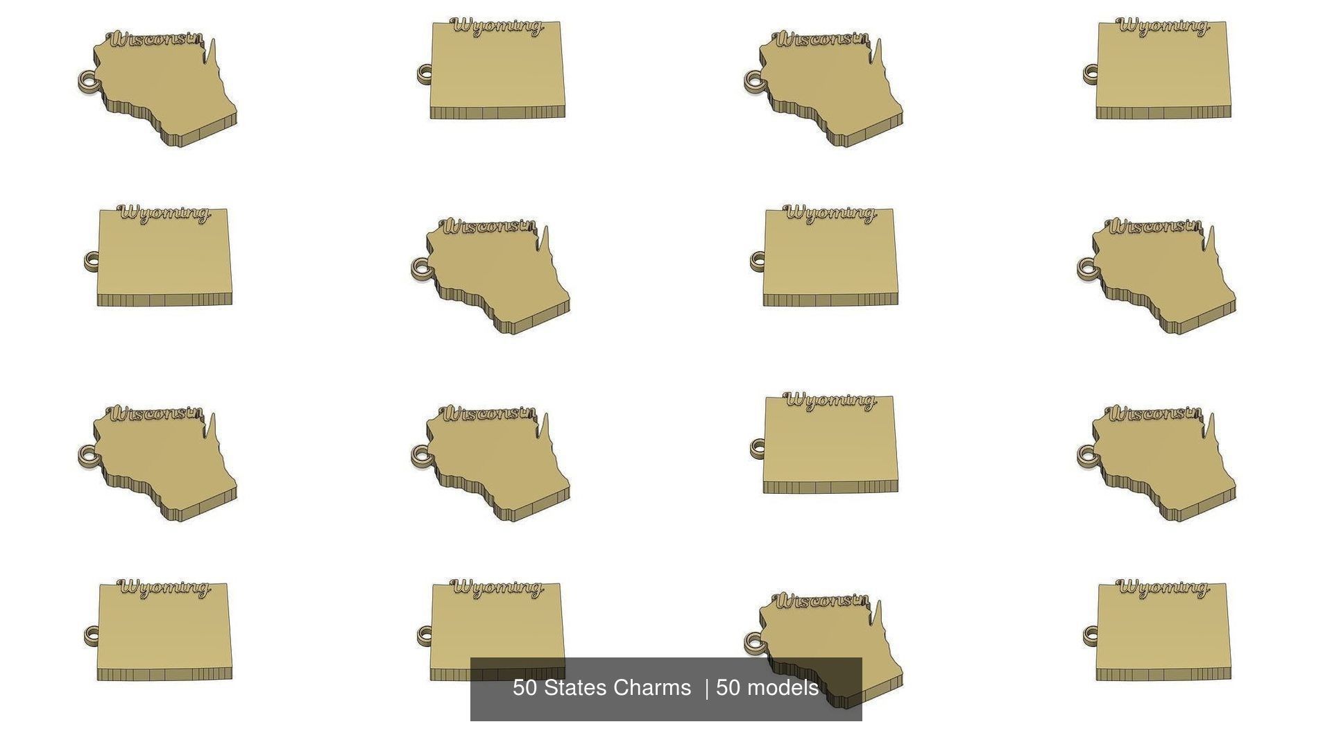 50 States Charms  3D Model Collection_6