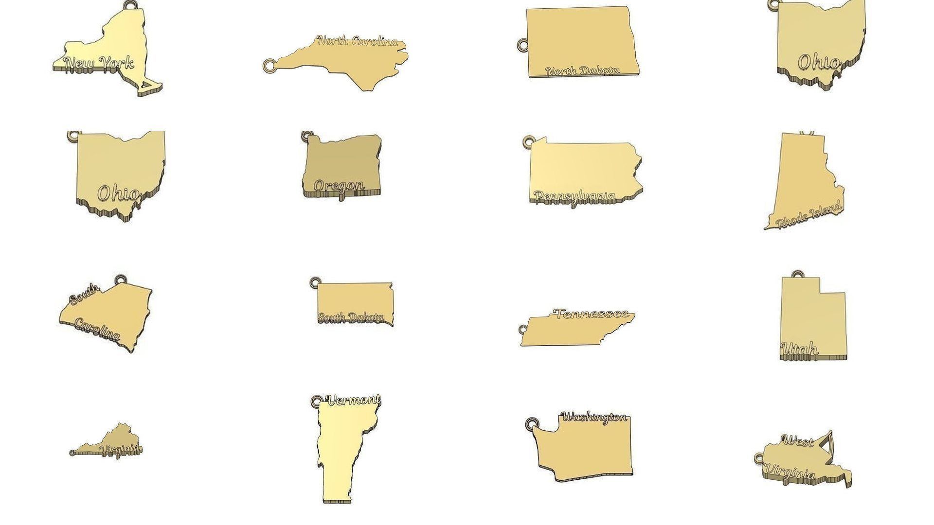 50 States Charms  3D Model Collection_3