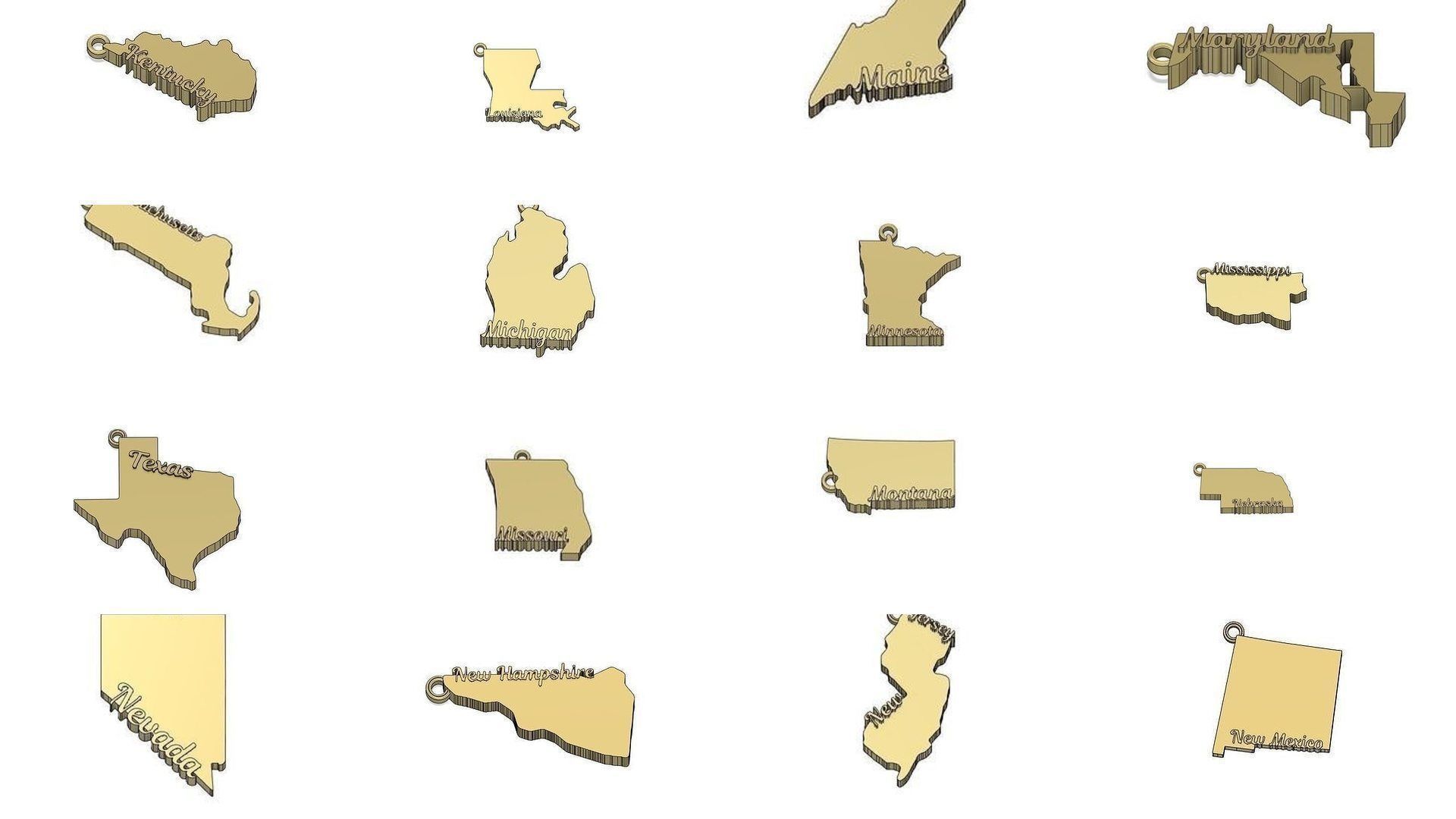 50 States Charms  3D Model Collection_1