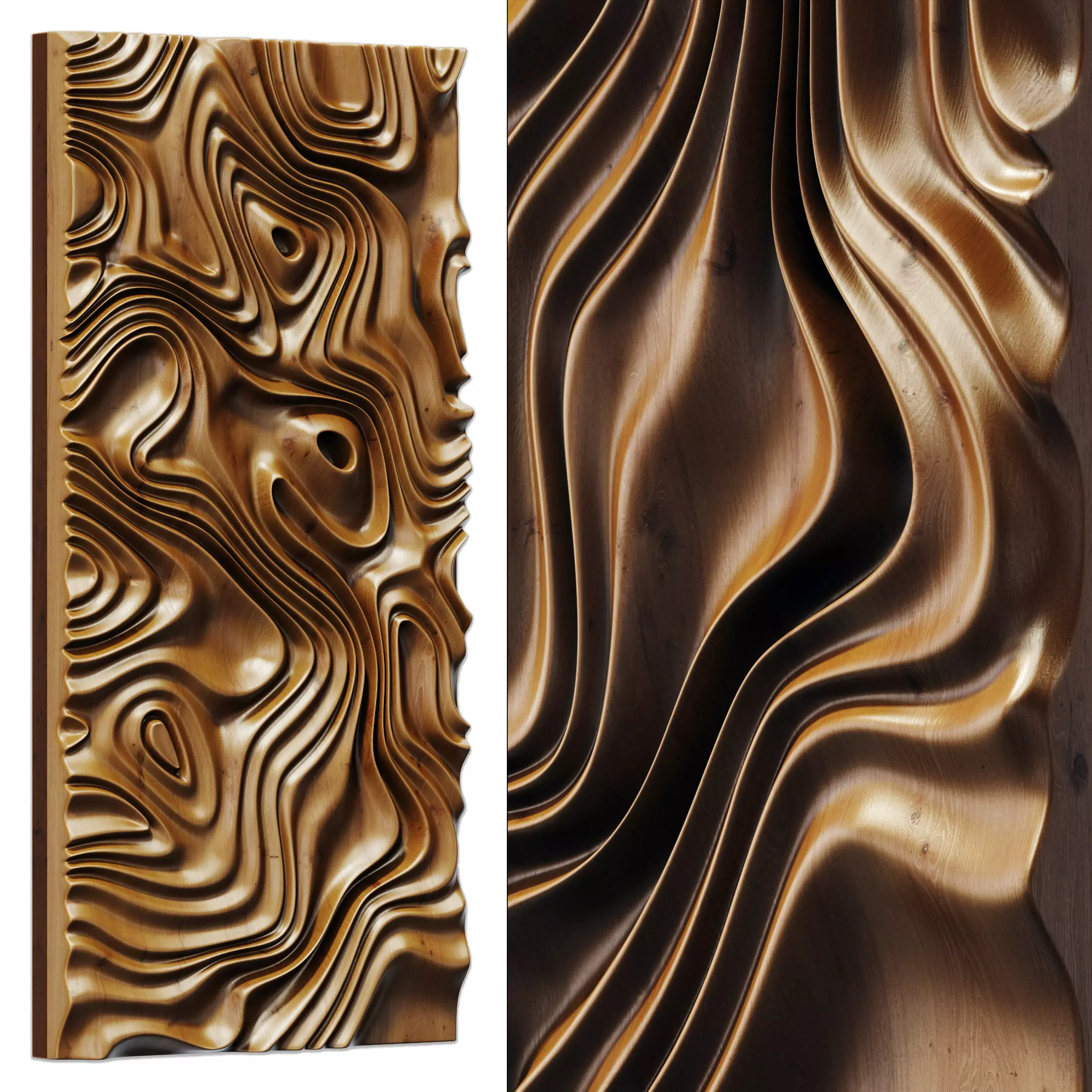 Parametric liquid wood line panel n1 3D model_0