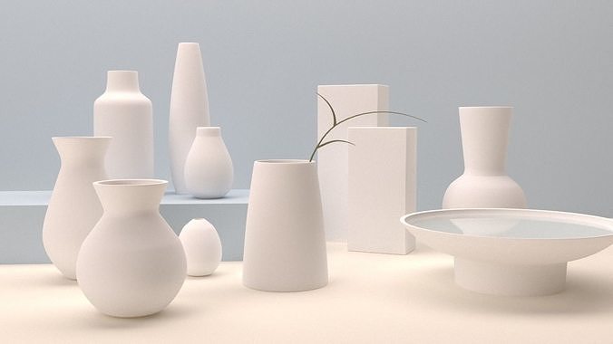 Set of 11 minimalistic vases 3D model