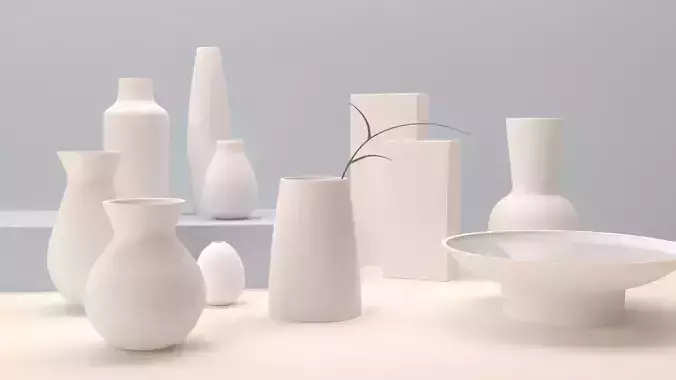 Set of 11 minimalistic vases 3D model