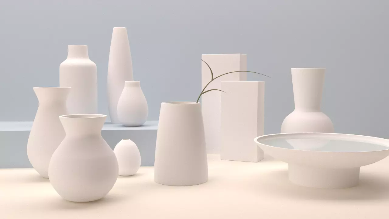 Set of 11 minimalistic vases 3D model_0
