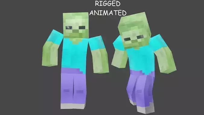 MINECRAFT 3D ZOMBI - RIGGED ANIMATED