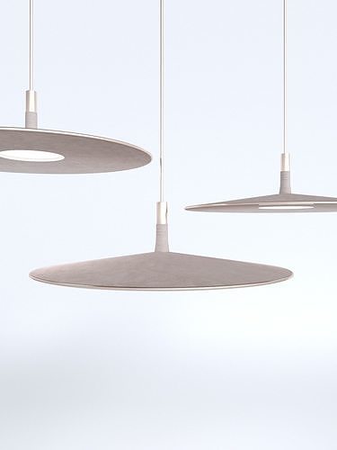 Hanging kitchen lamps of large diameter 3D model