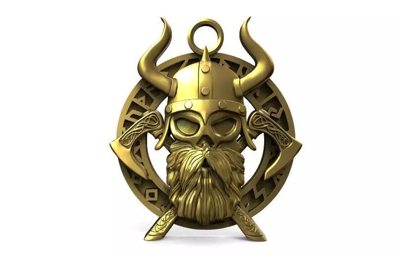 Viking skull pendant 3D print model_0