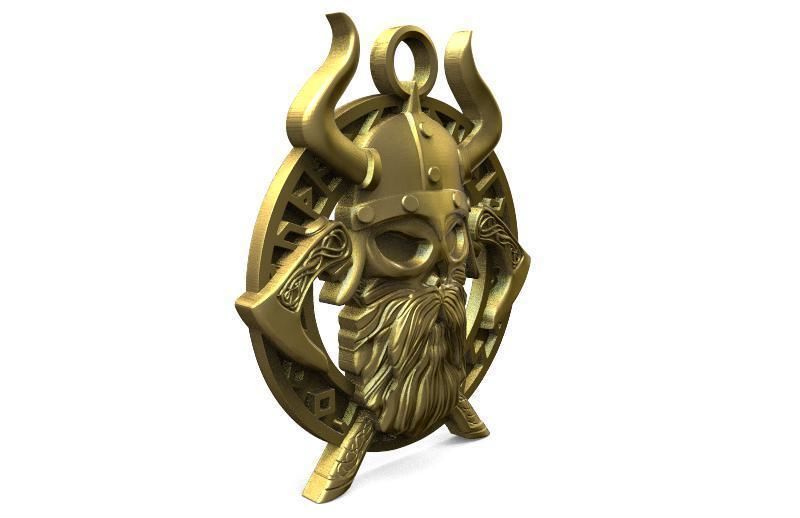 Viking skull pendant 3D print model_1