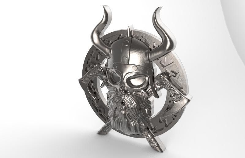 Viking skull pendant 3D print model_7