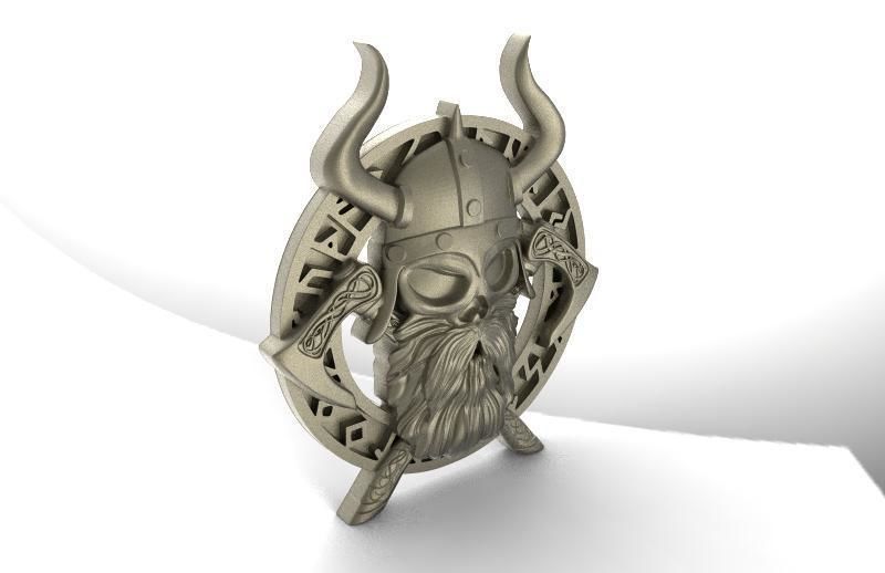 Viking skull pendant 3D print model_5
