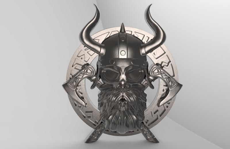 Viking skull pendant 3D print model_6