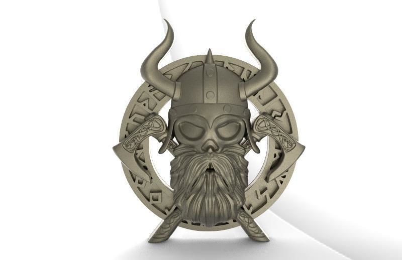 Viking skull pendant 3D print model_4