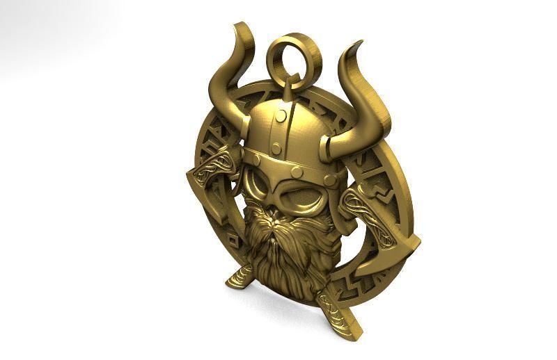 Viking skull pendant 3D print model_2