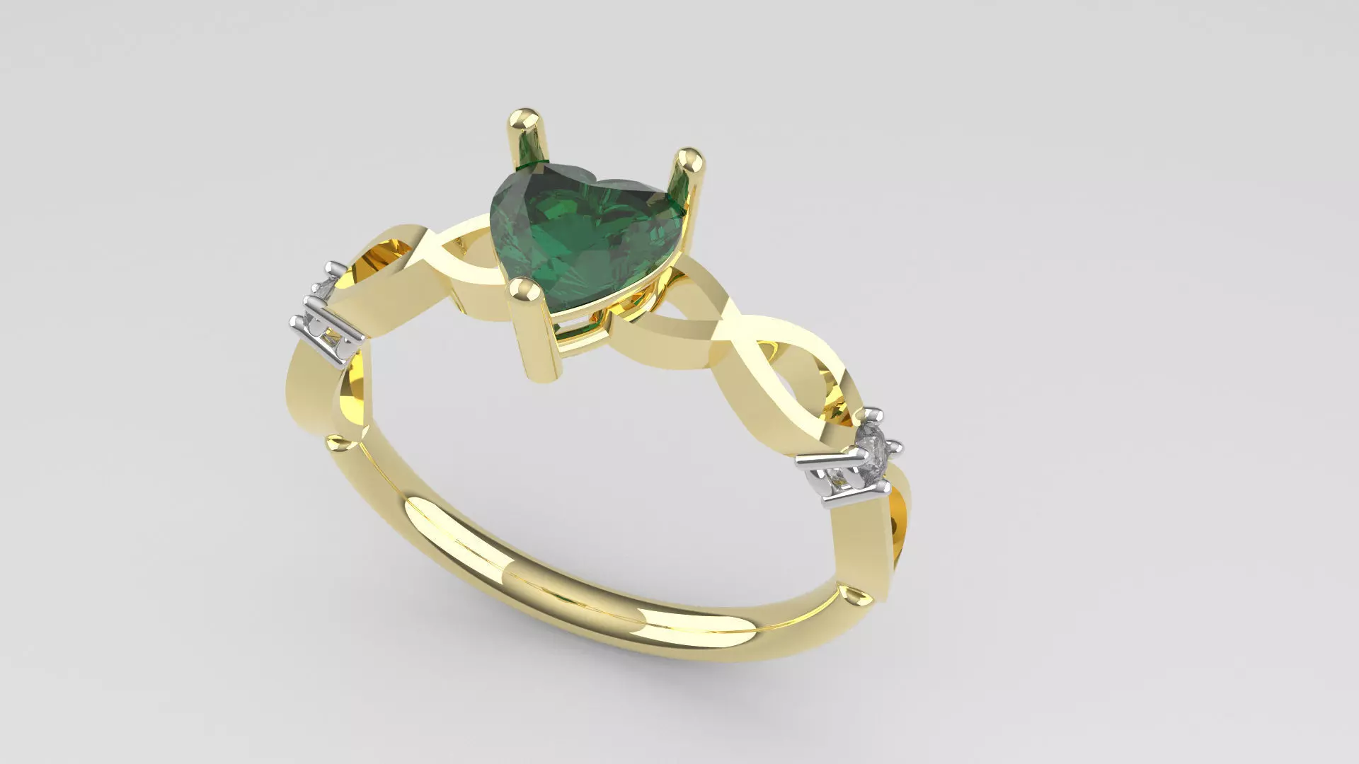 Heart Stone Ring  3D print model_0