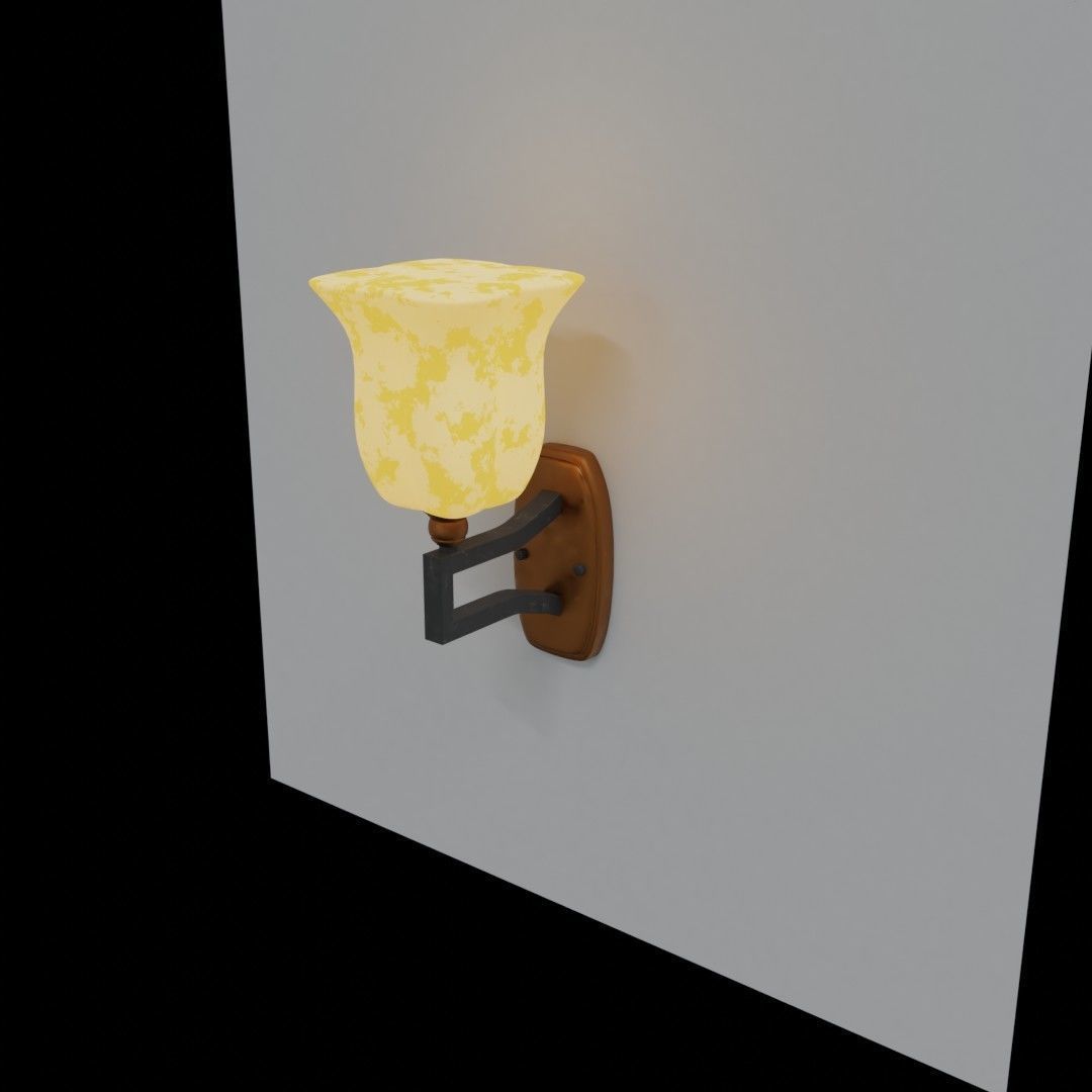 Flower shaped wall lamp Free 3D model_3