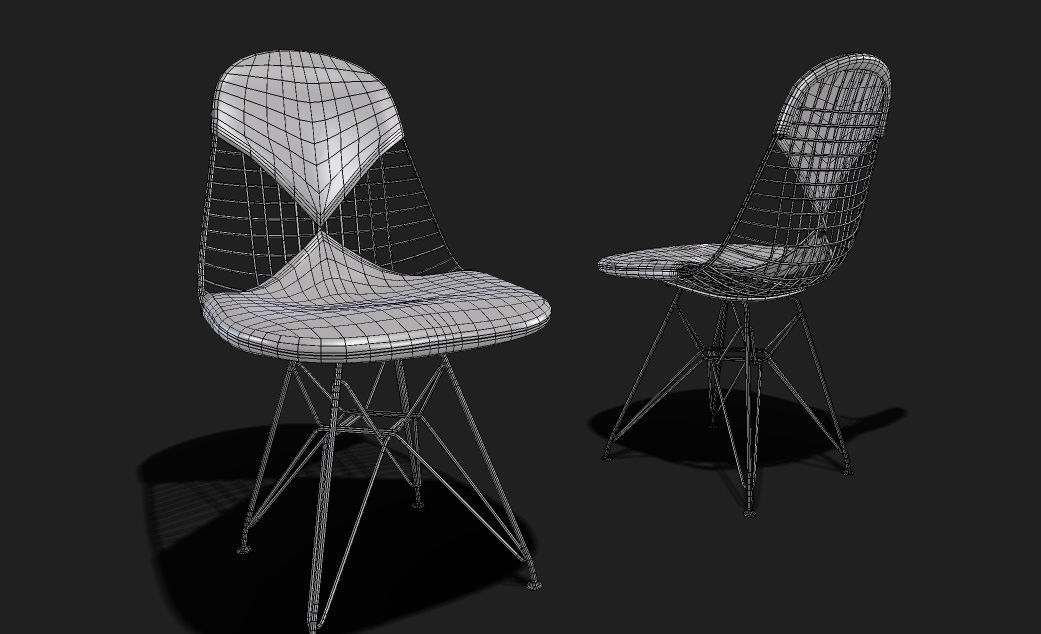 Chair Eames base DKR Low-poly 3D model_4