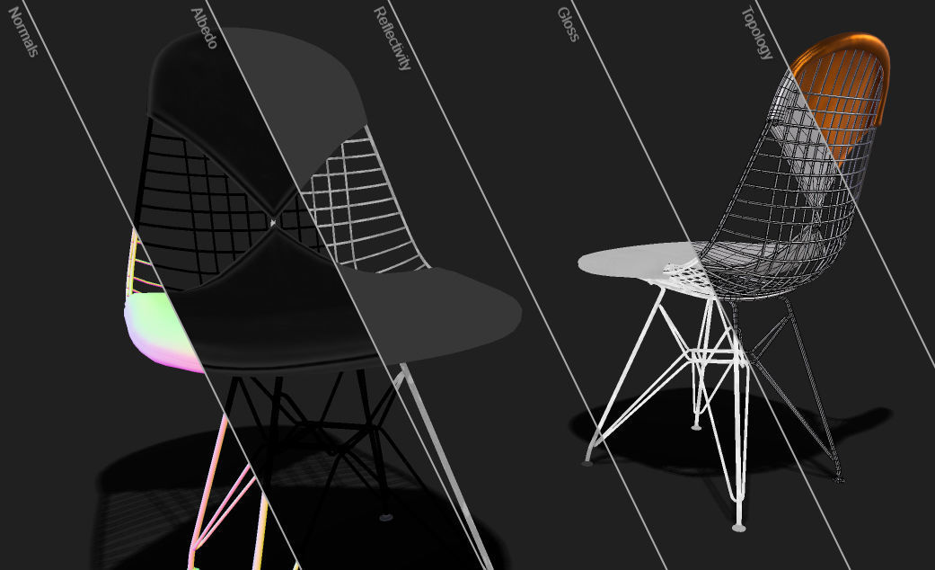 Chair Eames base DKR Low-poly 3D model_5