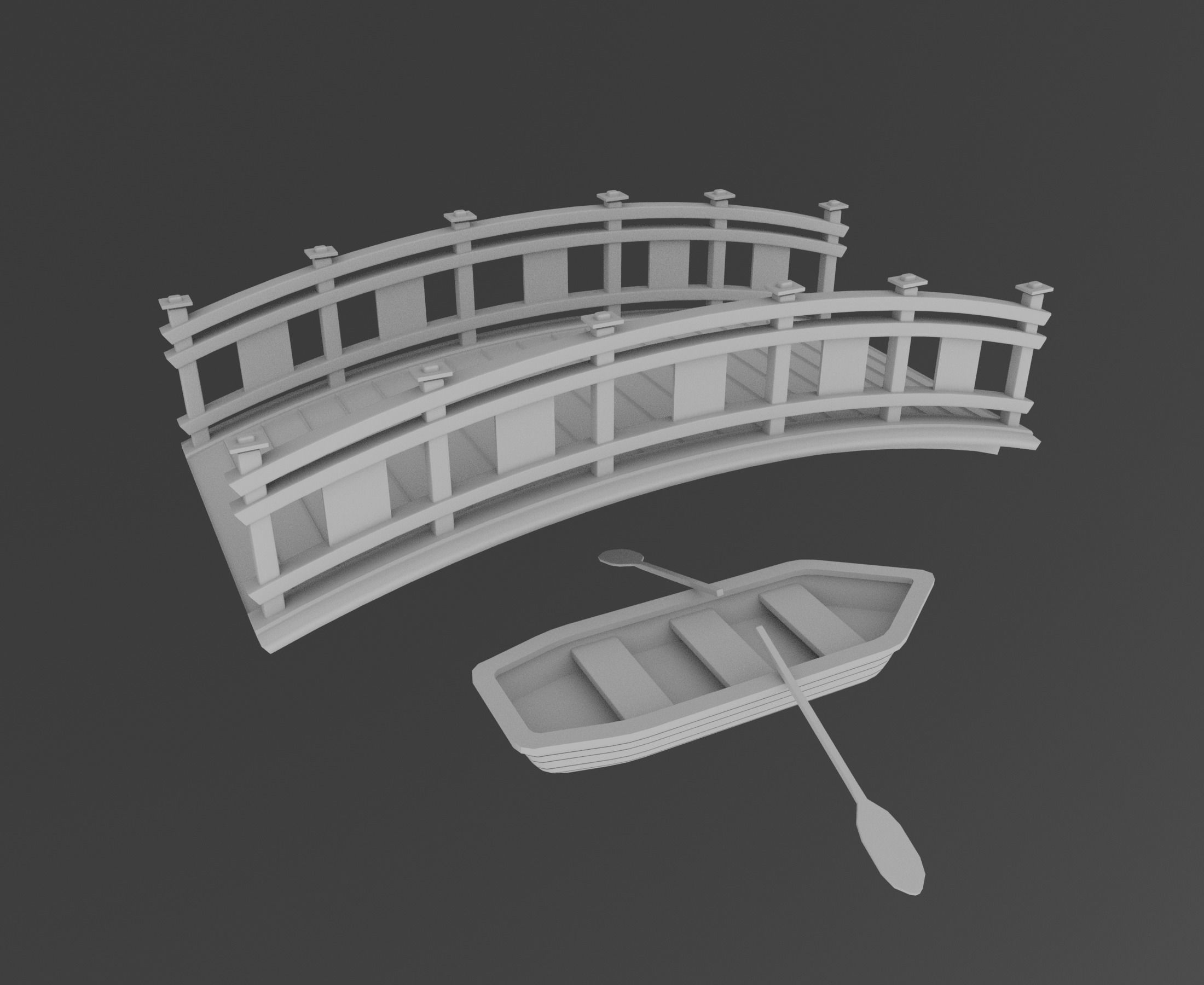 Japanese Village Low-poly 3D model_6