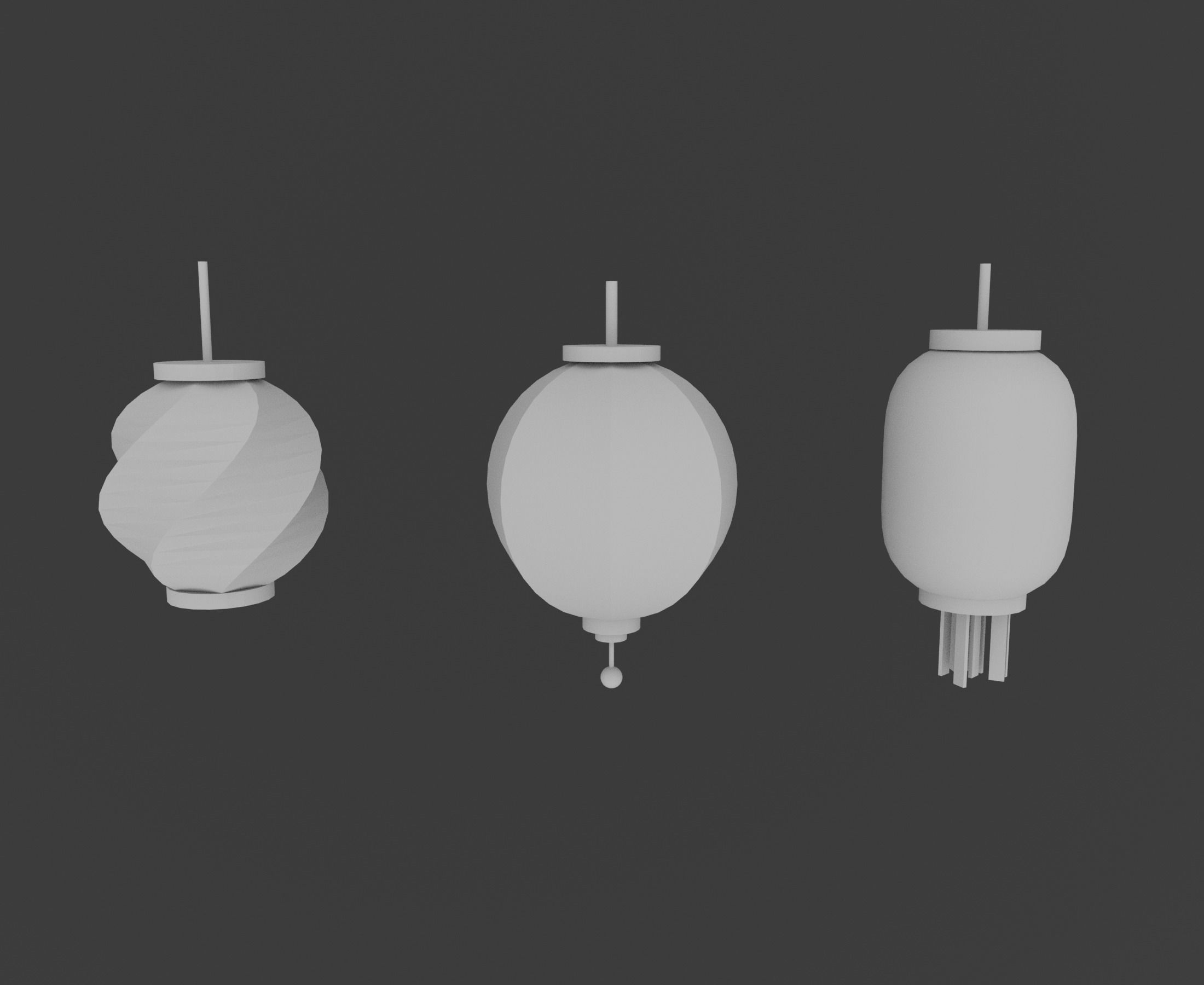 Japanese Village Low-poly 3D model_10