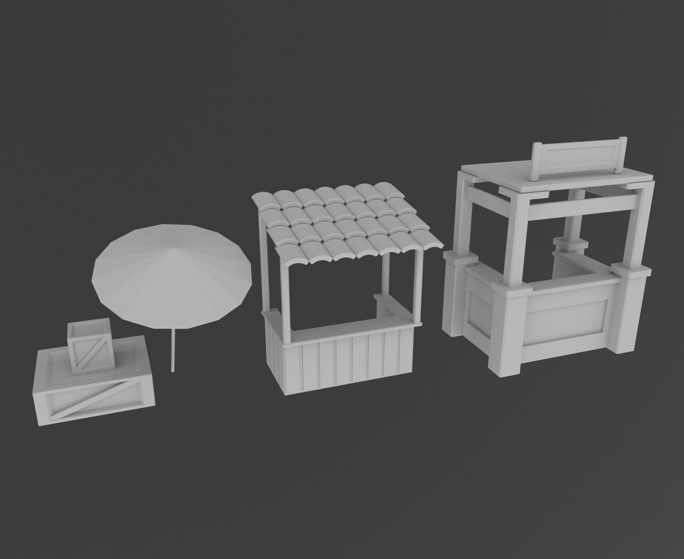 Japanese Village Low-poly 3D model_5