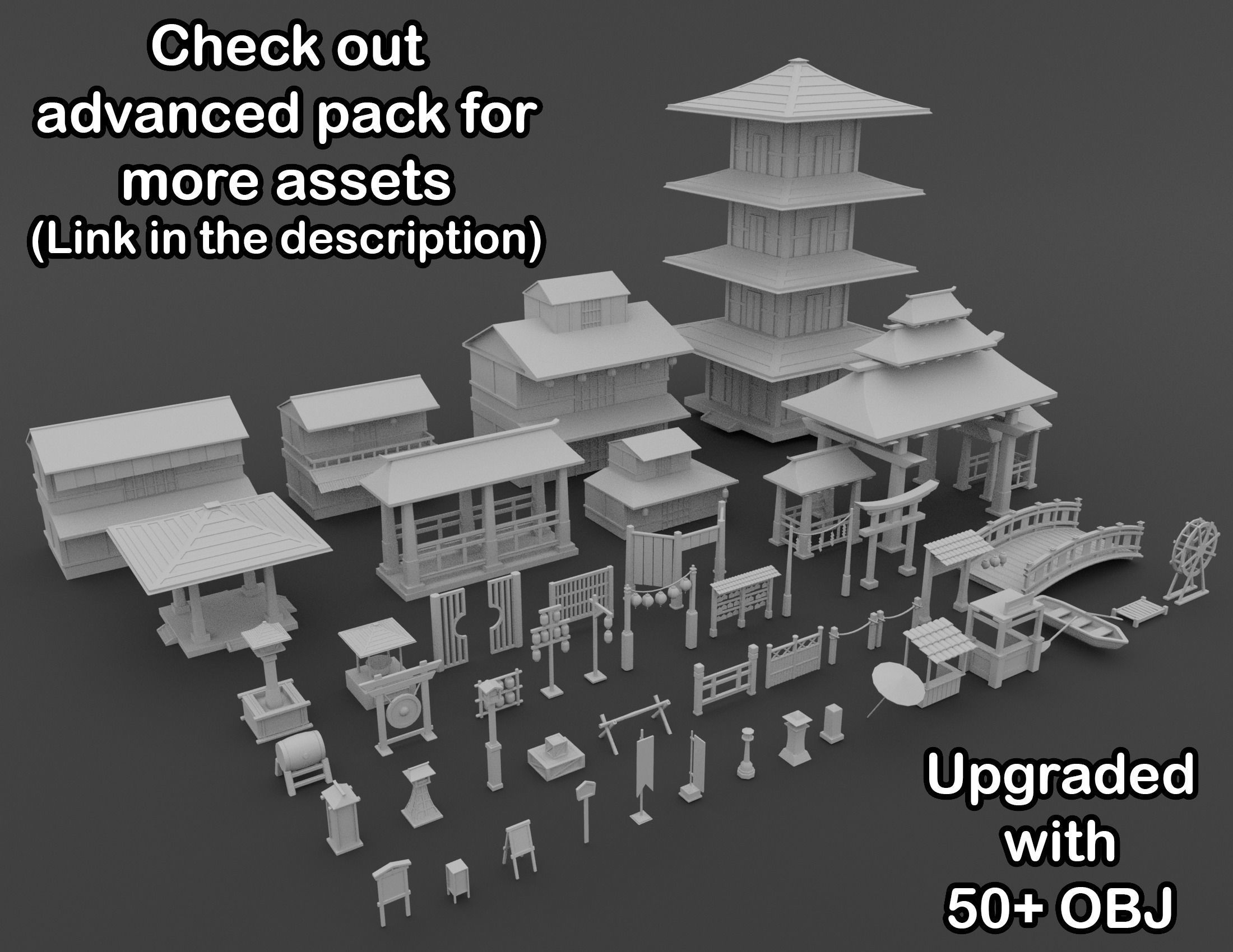 Japanese Village Low-poly 3D model_11