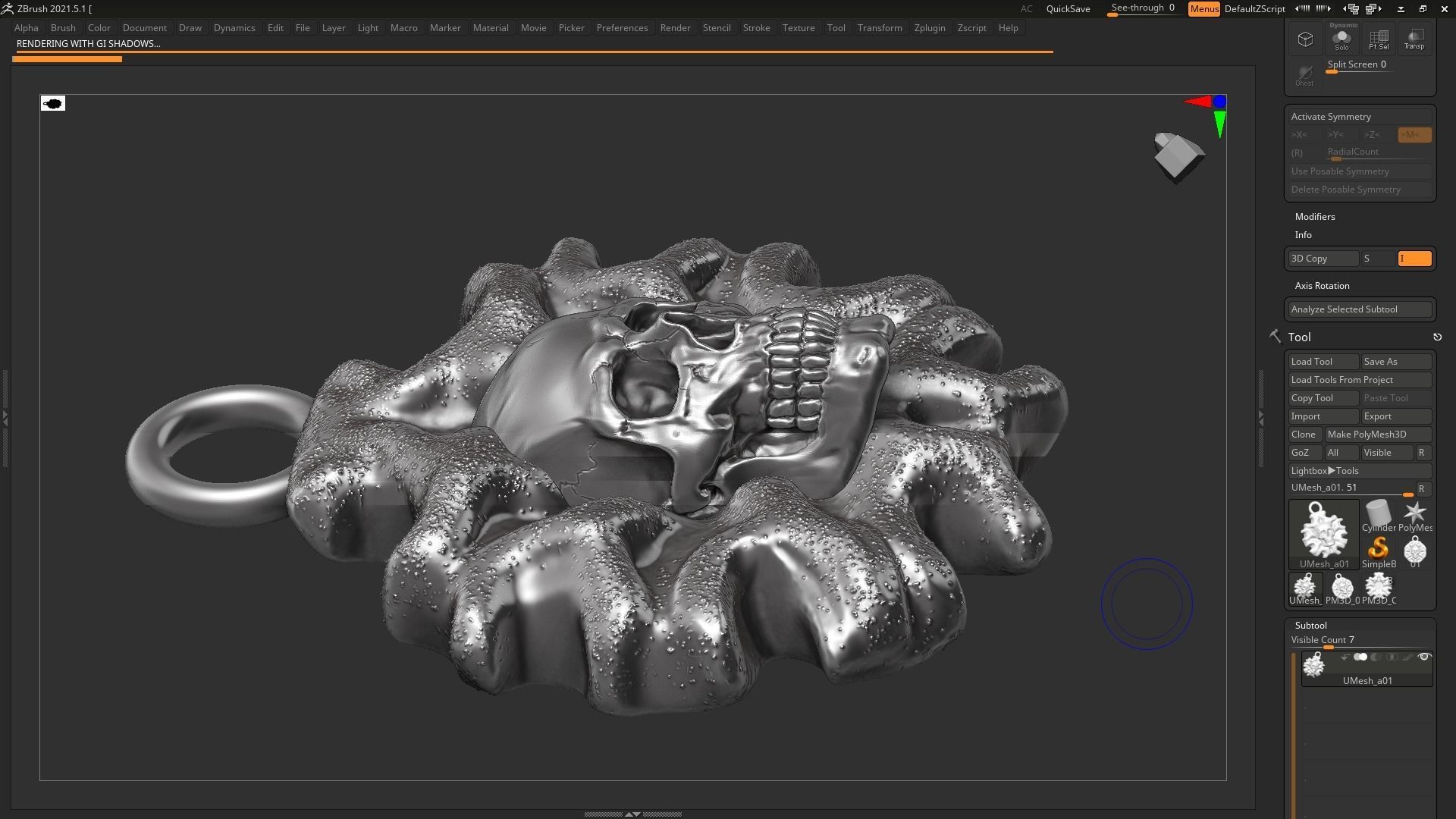 Skull Pendant 06 3d print model 3D print model_7