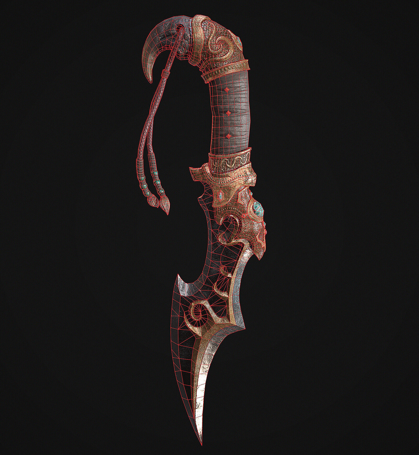 Dagger sword Low-poly 3D model_3