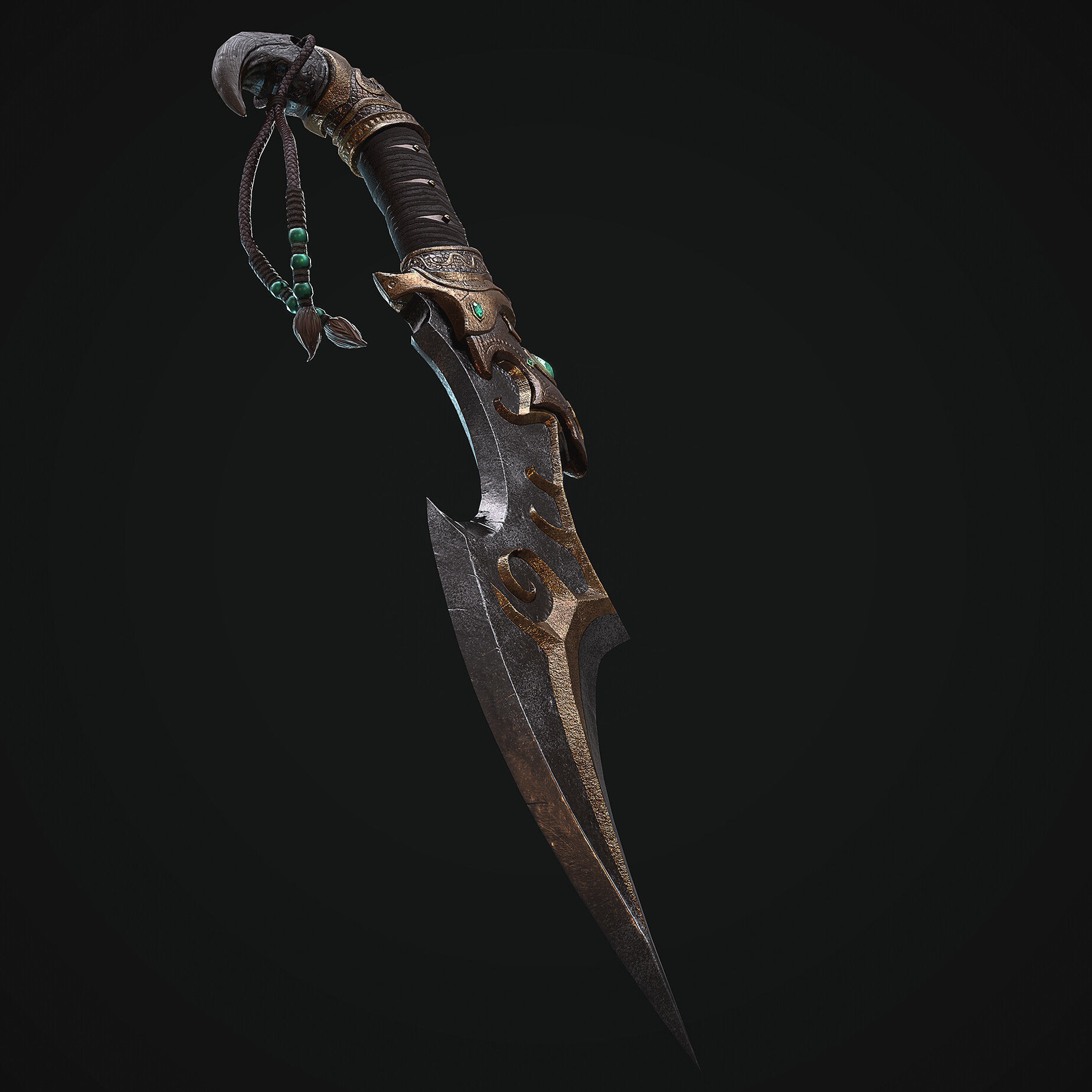 Dagger sword Low-poly 3D model_1