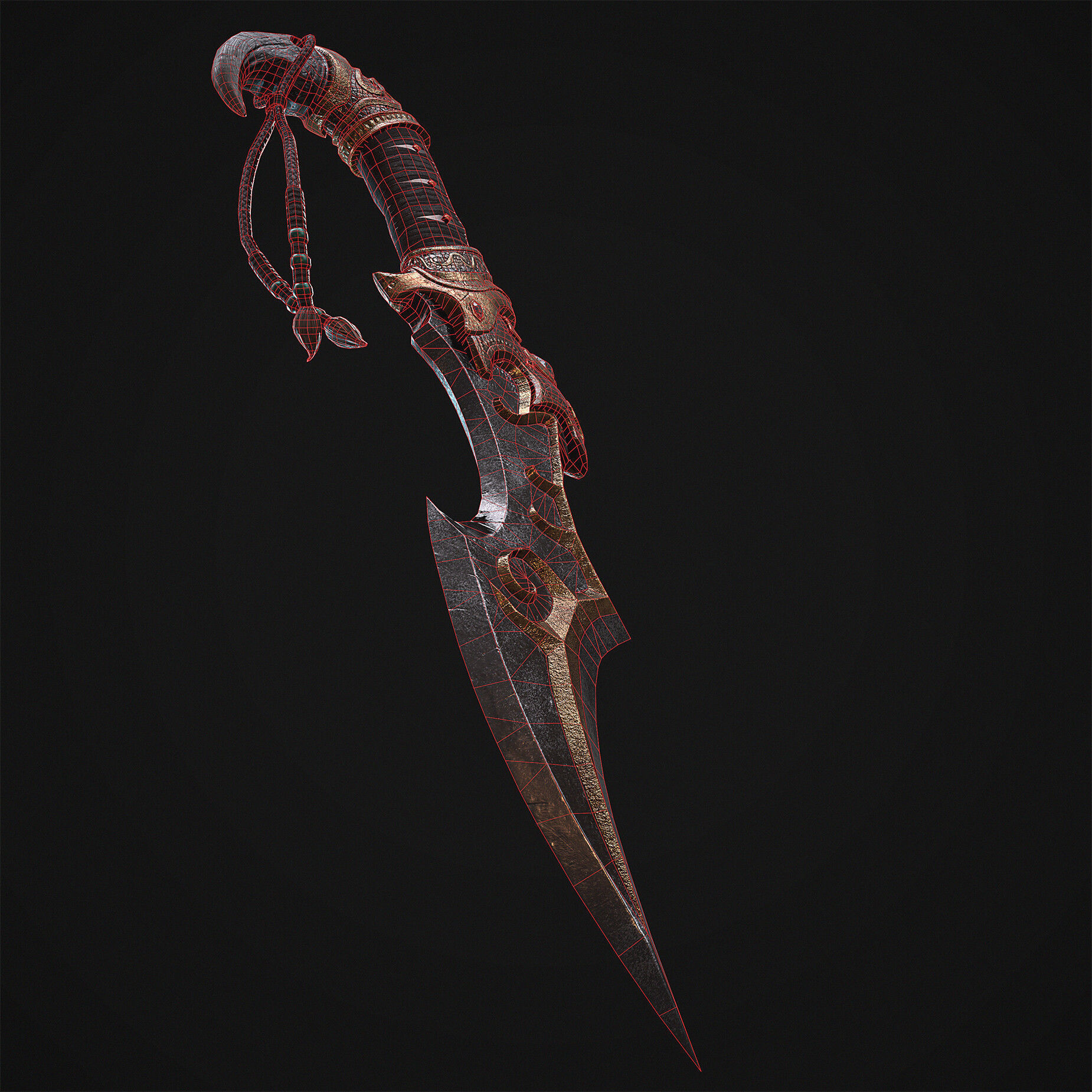 Dagger sword Low-poly 3D model_2