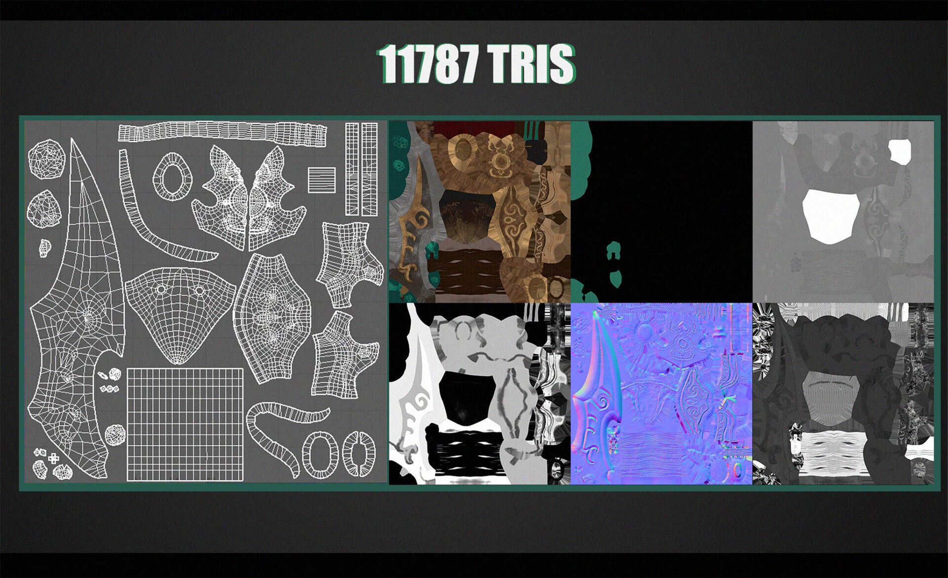 Dagger sword Low-poly 3D model_7