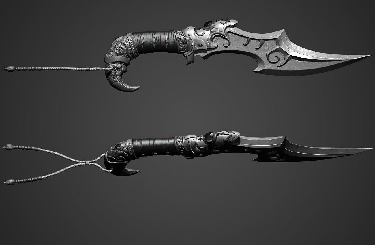 Dagger sword Low-poly 3D model_6