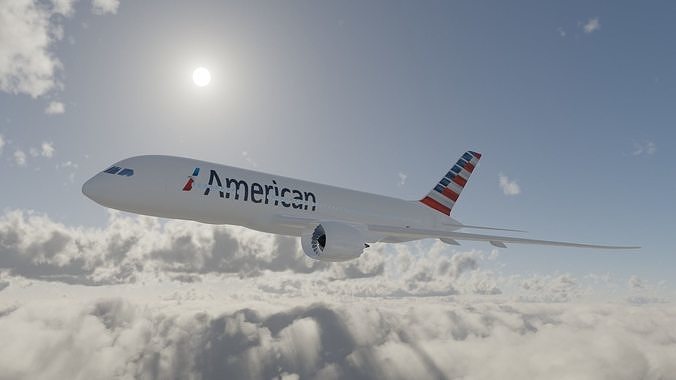 Boeing 787 American Airlines Low-poly 3D model