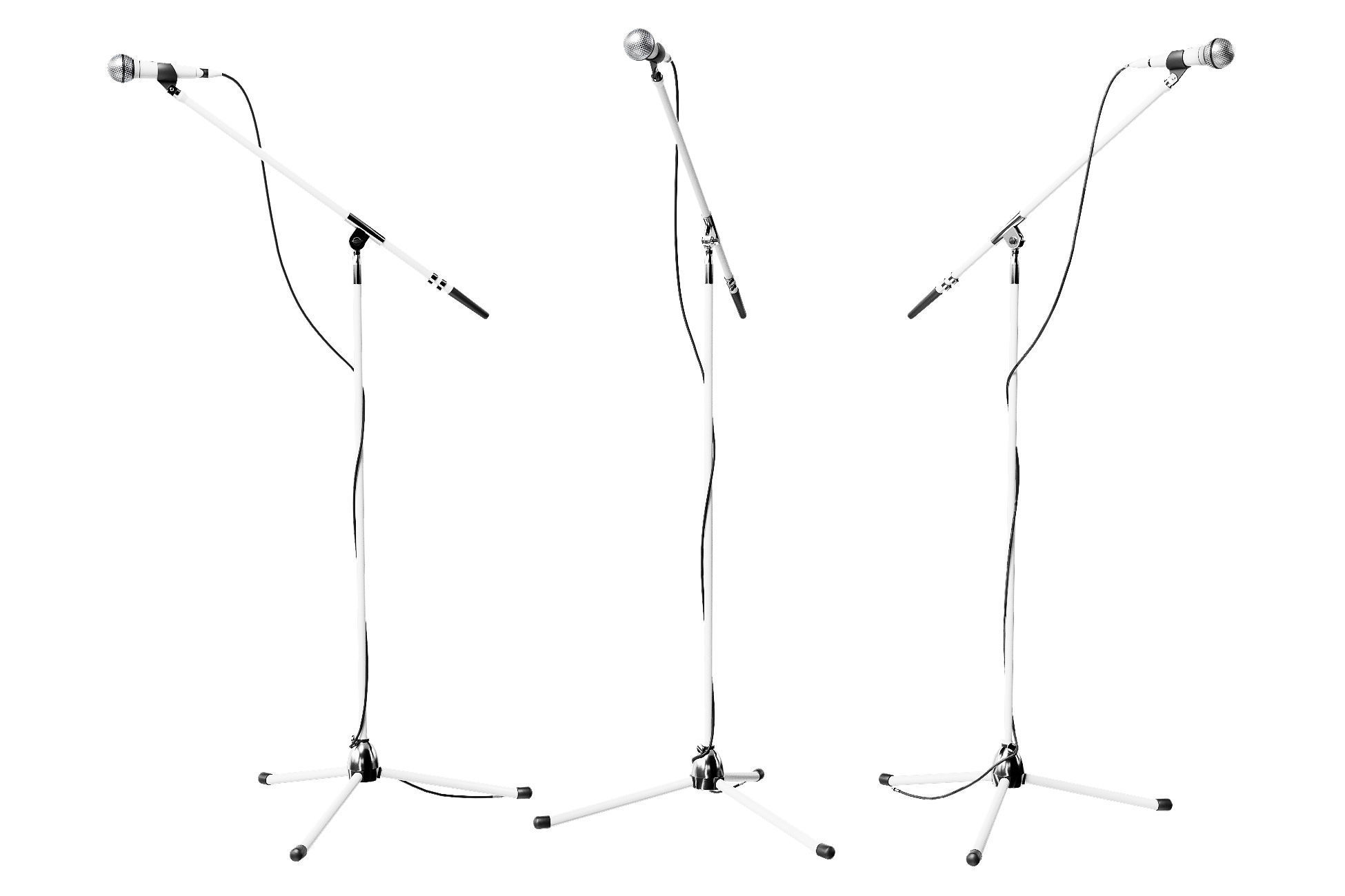 Microphone with Stand Low-poly 3D model_4