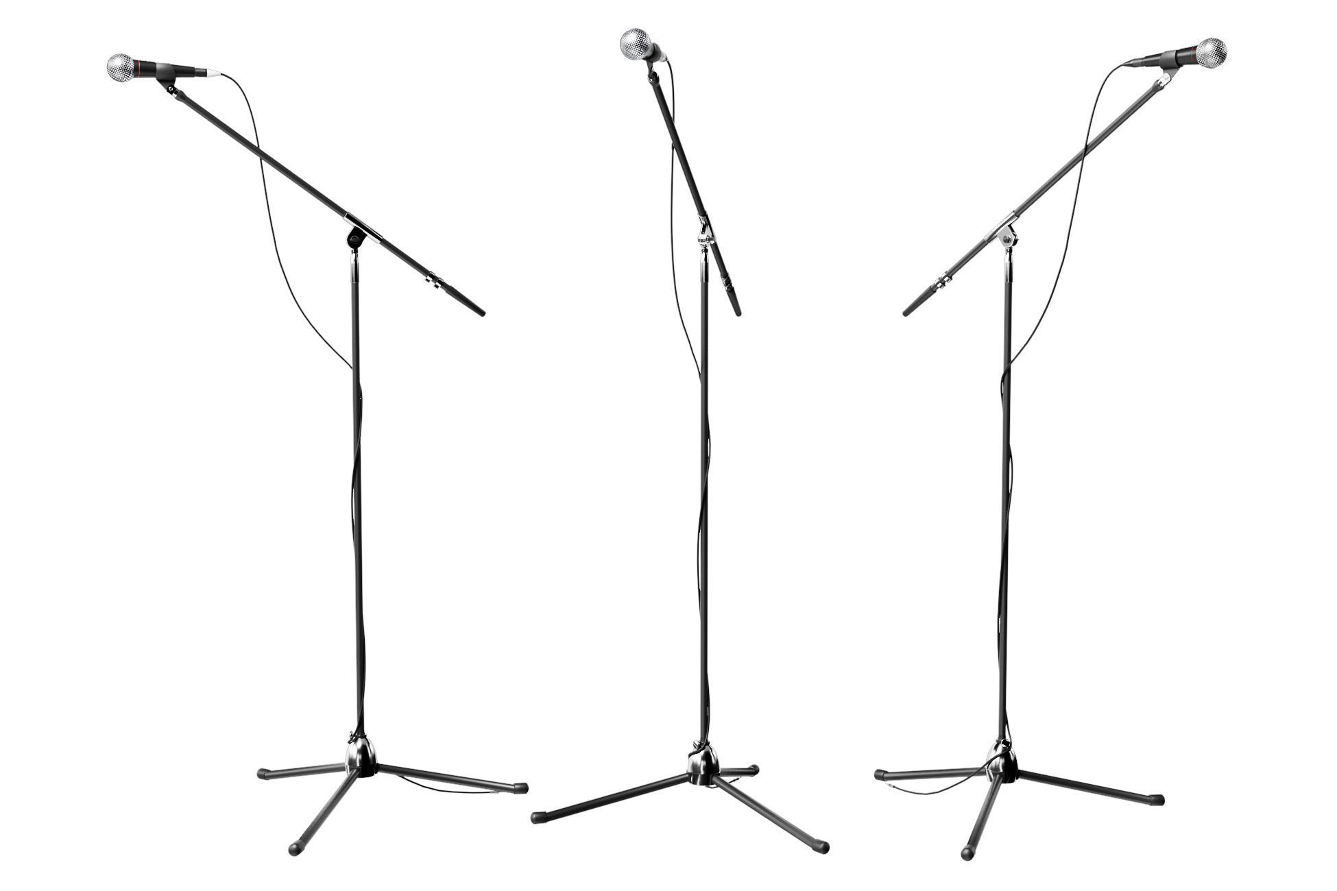 Microphone with Stand Low-poly 3D model_3