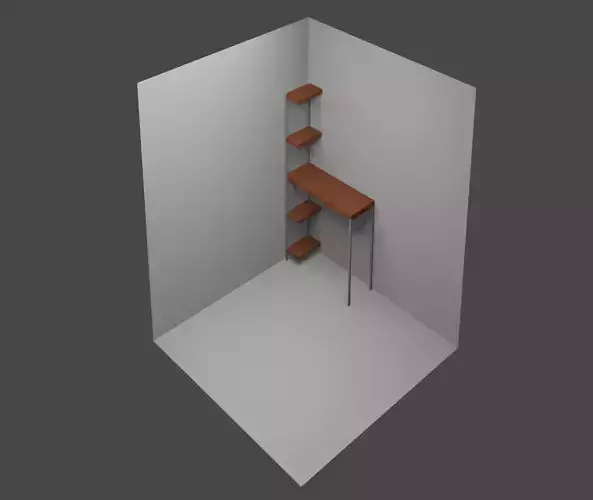 table corner with shelf