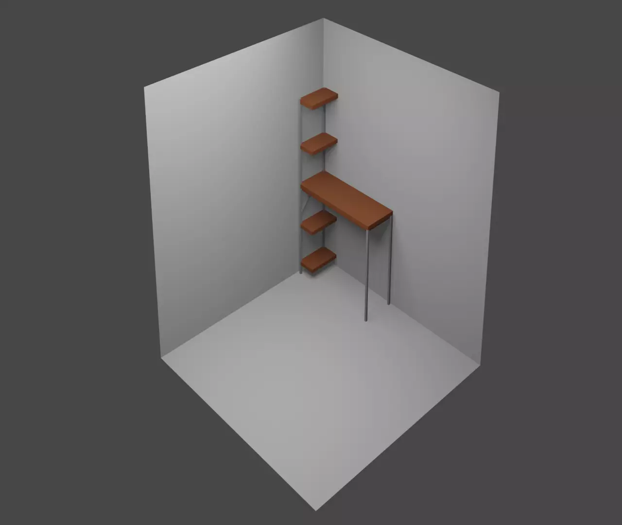 table corner with shelf 3D model_0