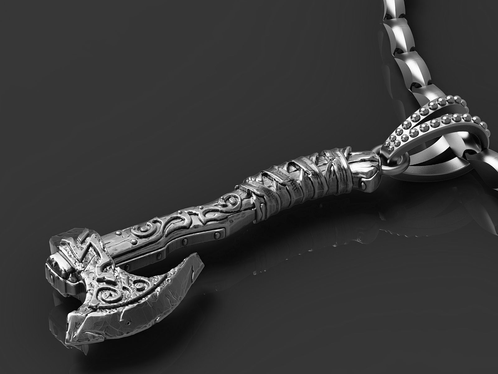 Pendant Axe Silver Gold  Print 3D print model_6