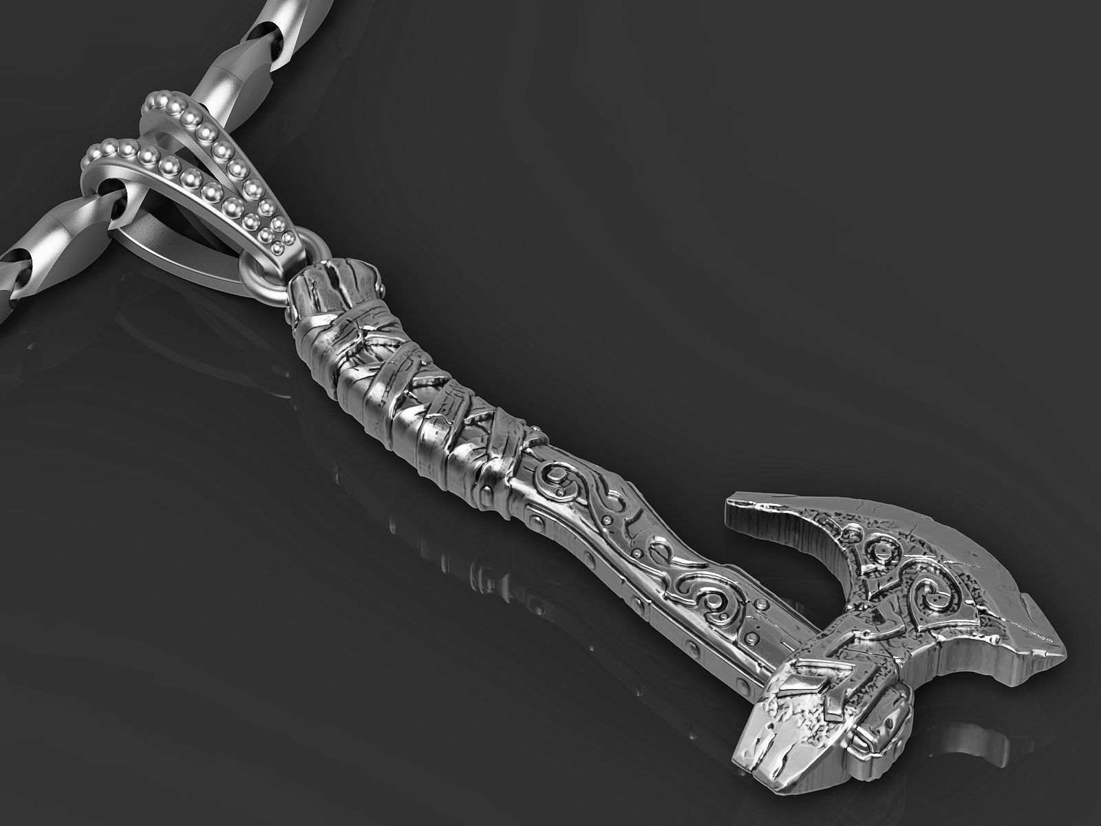 Pendant Axe Silver Gold  Print 3D print model_5