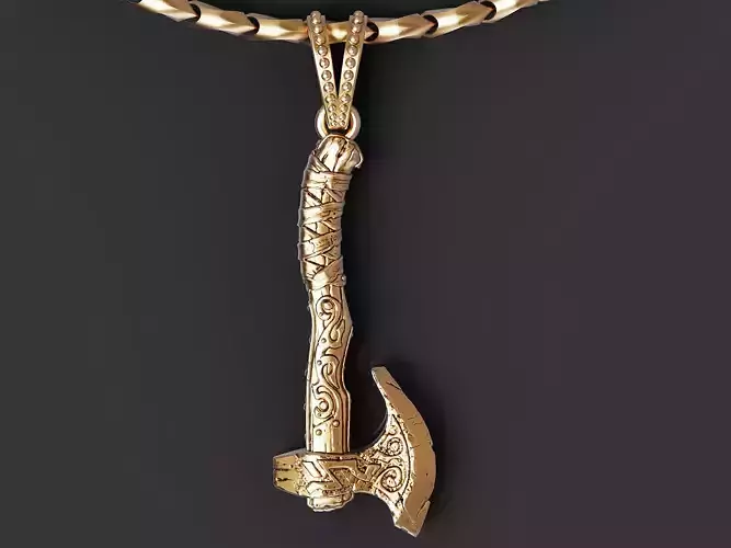 Pendant Axe Silver Gold  Print