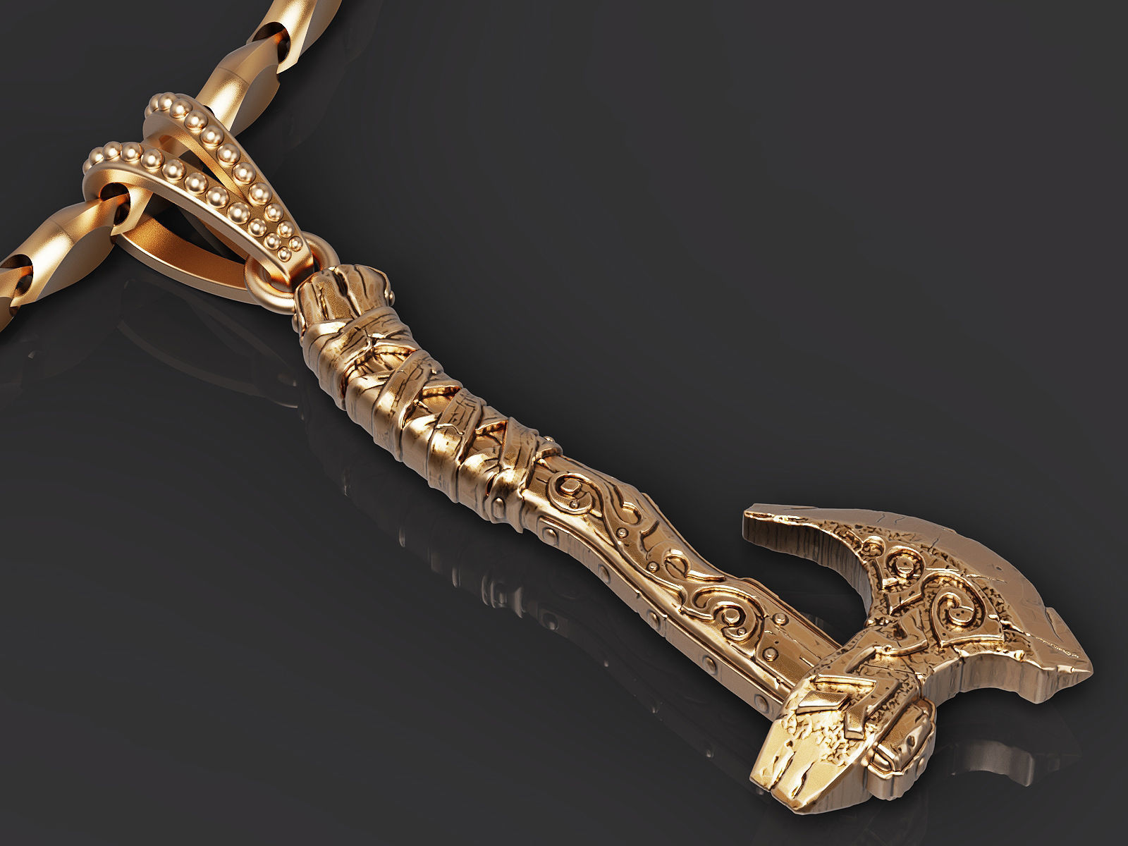 Pendant Axe Silver Gold  Print 3D print model_1