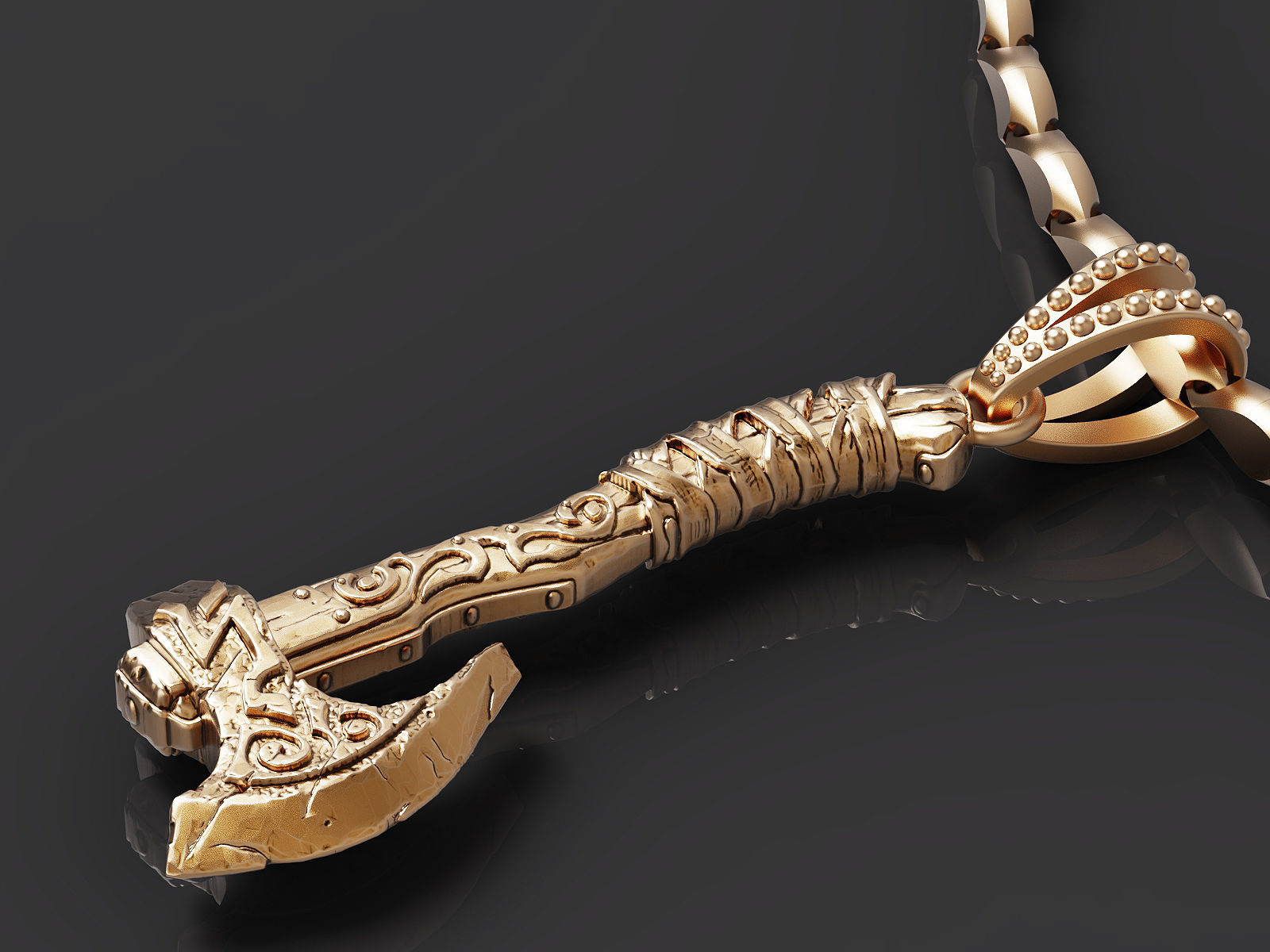 Pendant Axe Silver Gold  Print 3D print model_2