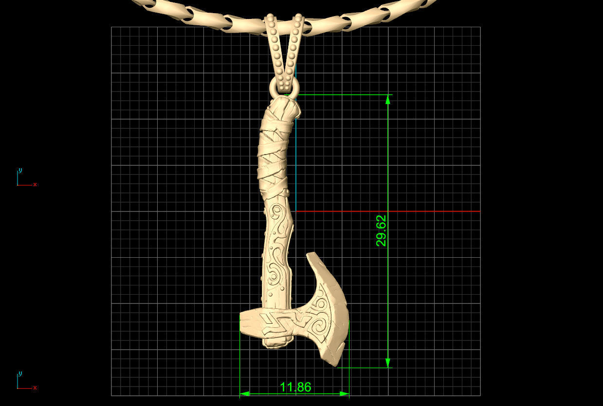 Pendant Axe Silver Gold  Print 3D print model_9